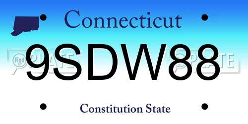 9SDW88 Connecticut License Plate
