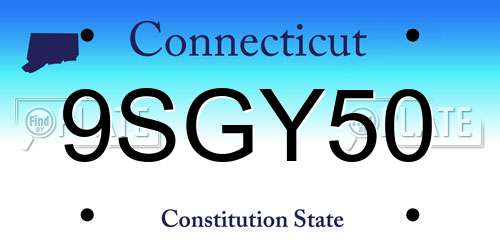 9SGY50 Connecticut License Plate