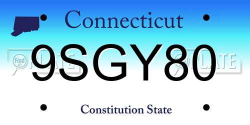 9SGY80 Connecticut License Plate