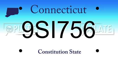 9SI756 Connecticut License Plate