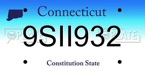 9SII932 Connecticut License Plate