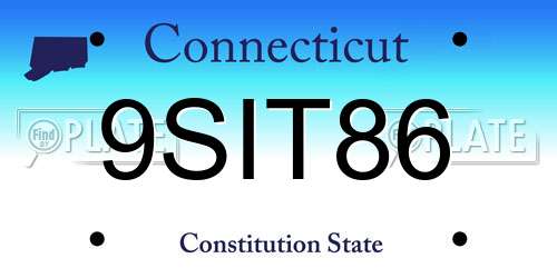 9SIT86 Connecticut License Plate
