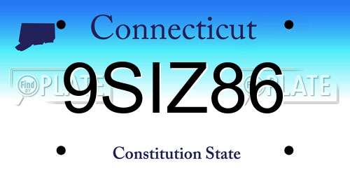 9SIZ86 Connecticut License Plate