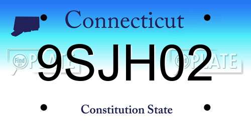 9SJH02 Connecticut License Plate