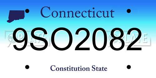 9SO2082 Connecticut License Plate
