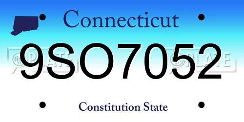9SO7052 Connecticut License Plate