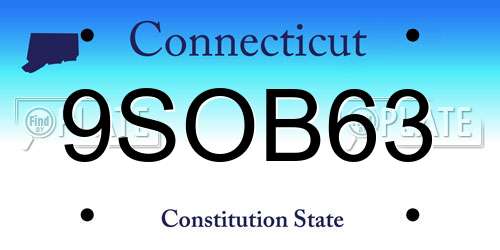 9SOB63 Connecticut License Plate