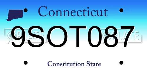 9SOT087 Connecticut License Plate