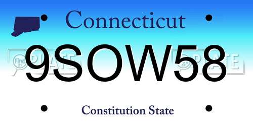 9SOW58 Connecticut License Plate