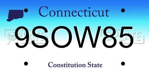 9SOW85 Connecticut License Plate