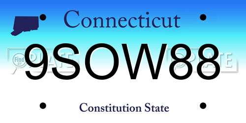 9SOW88 Connecticut License Plate