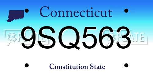 9SQ563 Connecticut License Plate