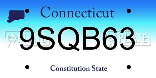 9SQB63 Connecticut License Plate