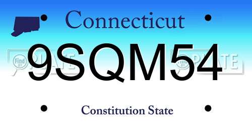 9SQM54 Connecticut License Plate