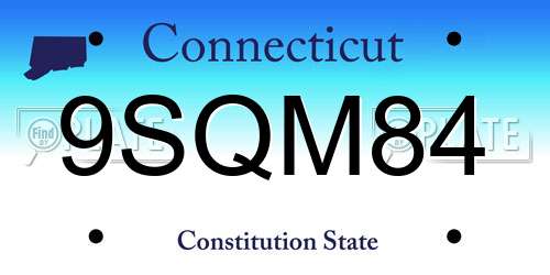 9SQM84 Connecticut License Plate