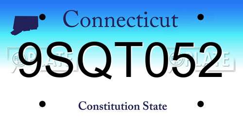 9SQT052 Connecticut License Plate