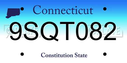 9SQT082 Connecticut License Plate