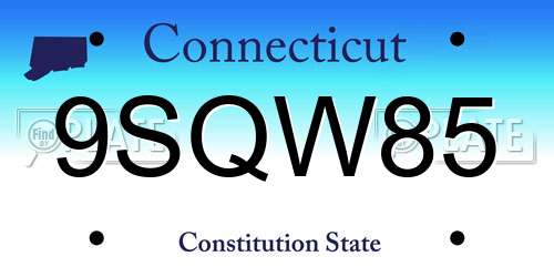 9SQW85 Connecticut License Plate