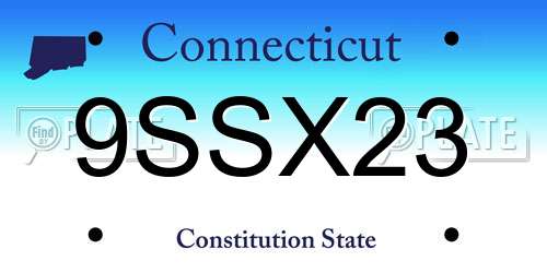 9SSX23 Connecticut License Plate