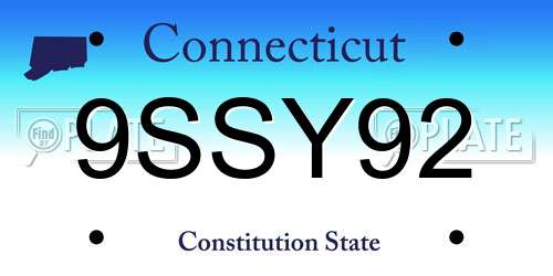 9SSY92 Connecticut License Plate