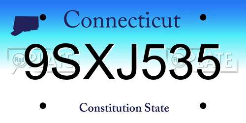 9SXJ535 Connecticut License Plate