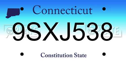 9SXJ538 Connecticut License Plate