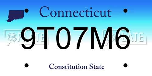 9T07M6 Connecticut License Plate