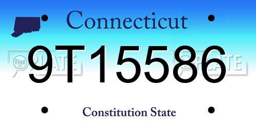 9T15586 Connecticut License Plate