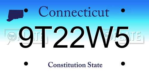 9T22W5 Connecticut License Plate