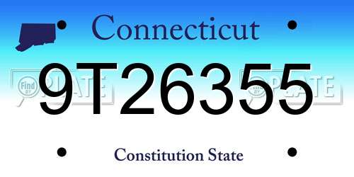 9T26355 Connecticut License Plate
