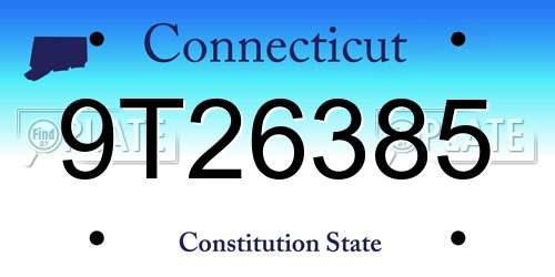 9T26385 Connecticut License Plate