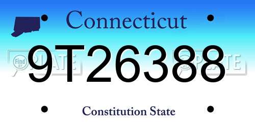 9T26388 Connecticut License Plate