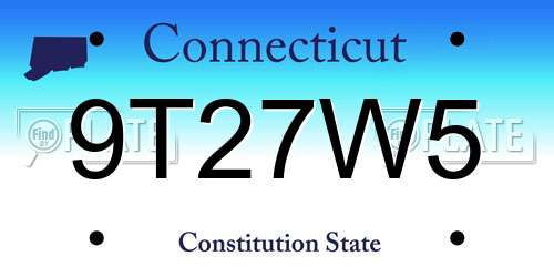 9T27W5 Connecticut License Plate