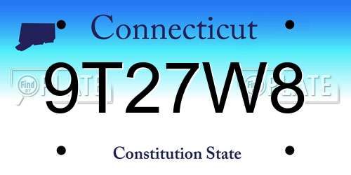 9T27W8 Connecticut License Plate
