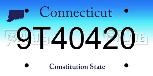 9T40420 Connecticut License Plate
