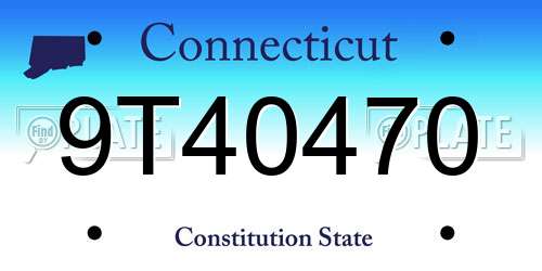 9T40470 Connecticut License Plate