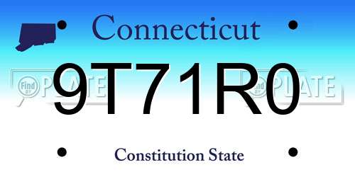 9T71R0 Connecticut License Plate