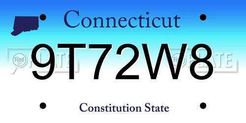 9T72W8 Connecticut License Plate