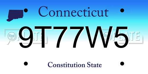 9T77W5 Connecticut License Plate