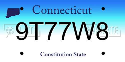9T77W8 Connecticut License Plate