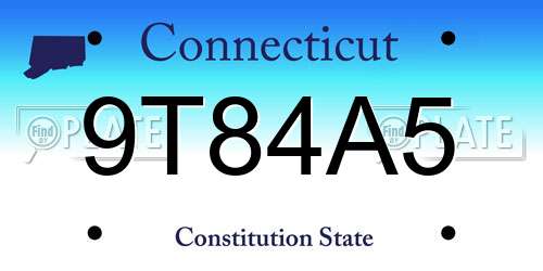 9T84A5 Connecticut License Plate
