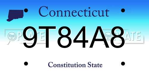 9T84A8 Connecticut License Plate