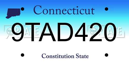 9TAD420 Connecticut License Plate