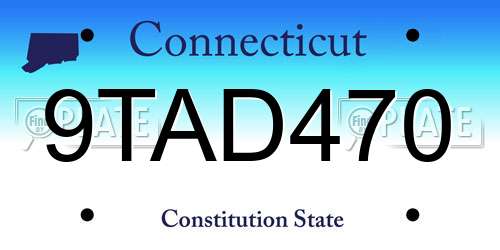 9TAD470 Connecticut License Plate