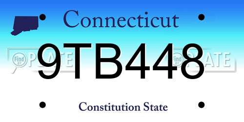 9TB448 Connecticut License Plate