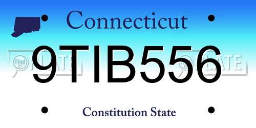9TIB556 Connecticut License Plate