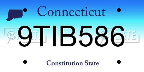 9TIB586 Connecticut License Plate