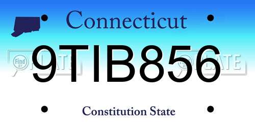 9TIB856 Connecticut License Plate
