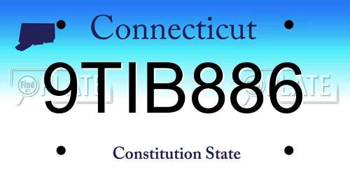 9TIB886 Connecticut License Plate