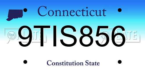 9TIS856 Connecticut License Plate